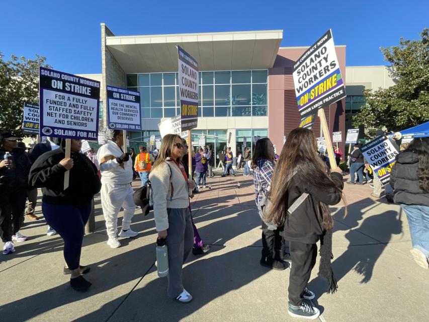 Solano County workers on strike Tuesday, January 13, 2026.