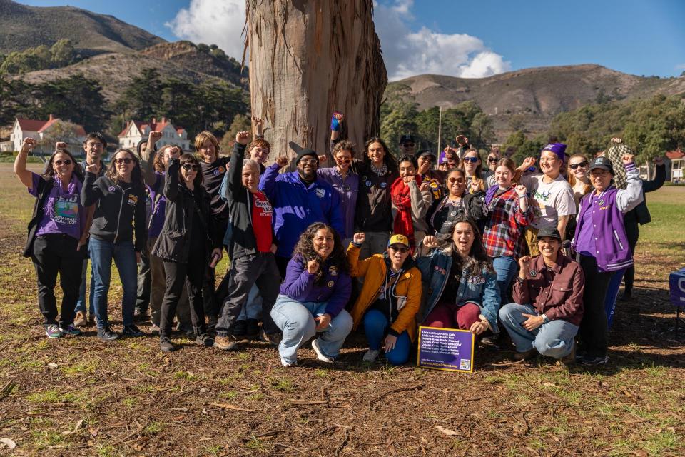 Bay Area Discovery Museum employees celebrating the announcement of their union with SEIU 1021