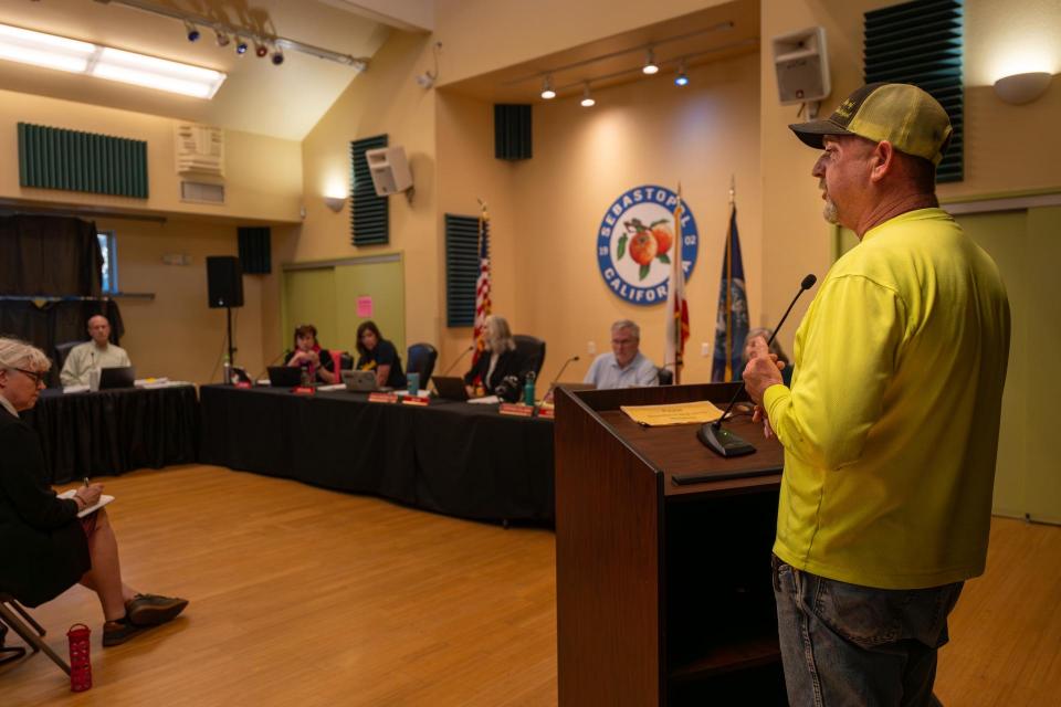 SEIU 1021 member Anthony Drolet demanding that City Council invest in Sebastopol