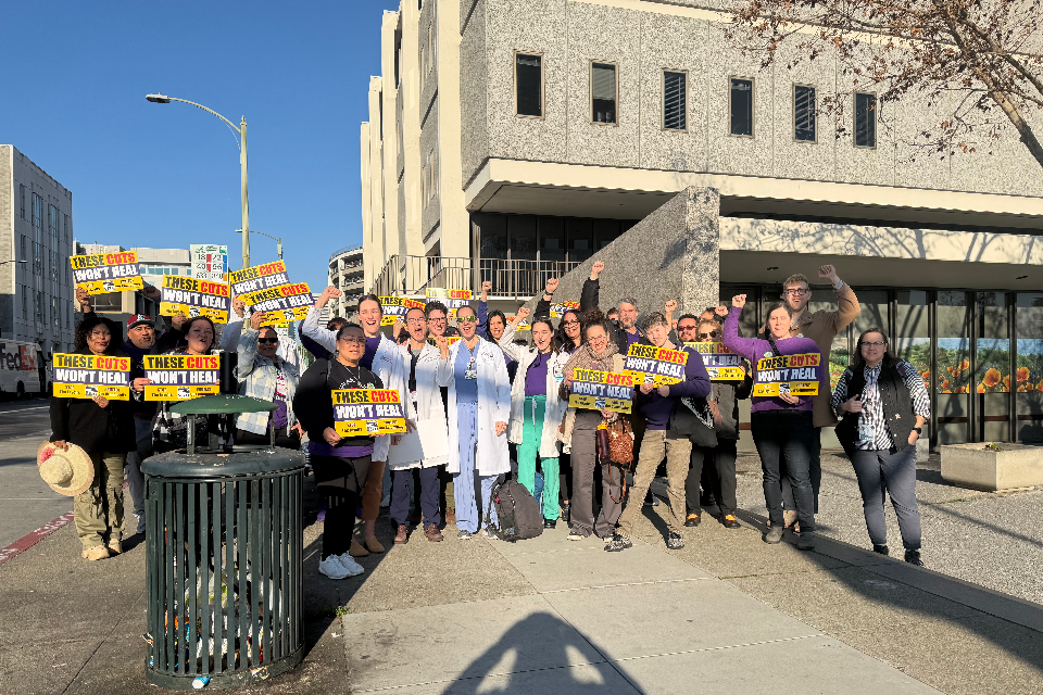SEIU 1021 members get fired up outside the Board of Supervisors meeting on Monday the 26th.