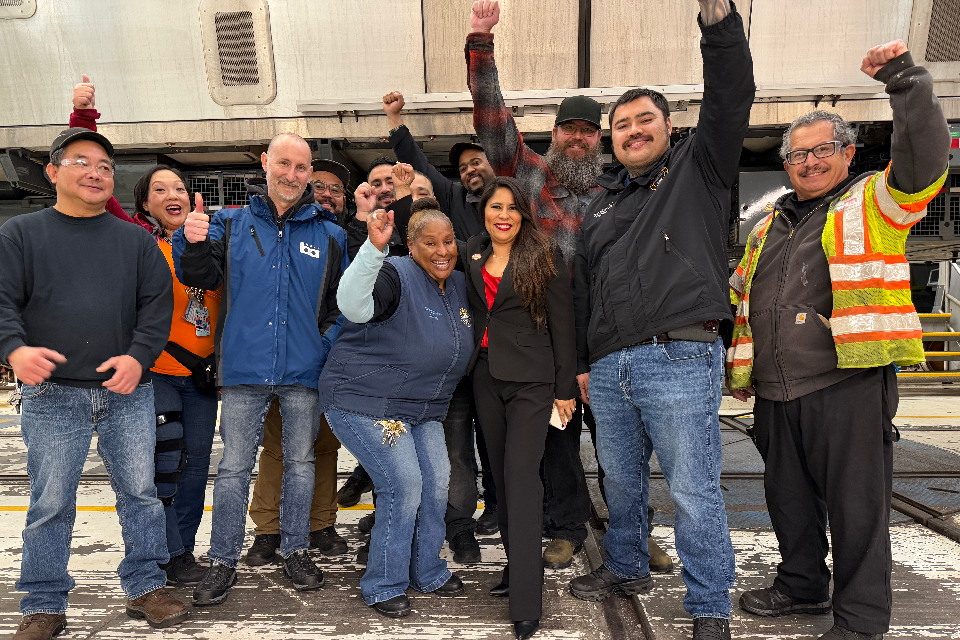 SEIU 1021 members stand with Assemblymember Liz Ortega, a longtime labor champion.