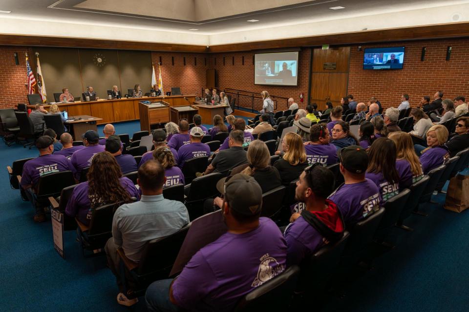SEIU 1021 members  confronting San Rafael city council