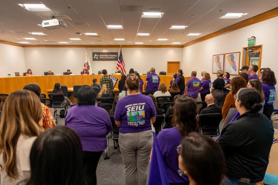 Sonoma classified staff & teachers delivering more than 100 petitions to the County Board of Trustees Sonoma classified staff & teachers delivering more than 100 petitions to the County Board of Trustees