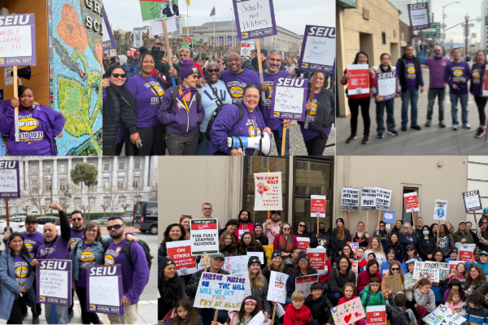 Classified professionals across San Francisco showed their solidarity with educators during Monday's strike
