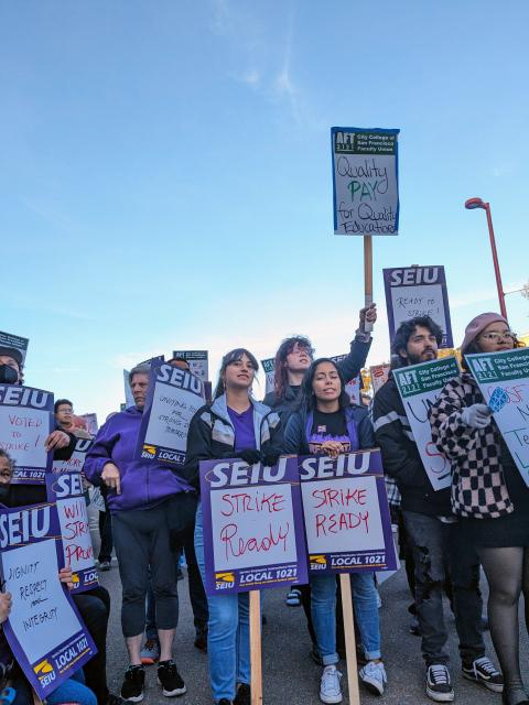 SEIU 1021 and AFT 2121 workers rally in solidarity